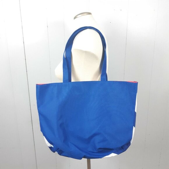 Tote Bag Shopping Beach Travel Cruise Striped Blue White Vespa Girl Vacation - Picture 3 of 5